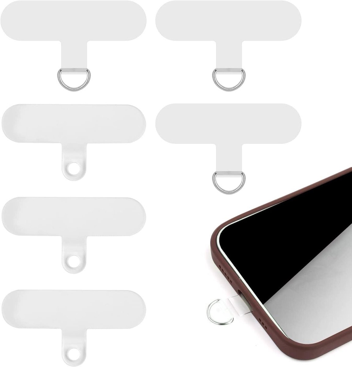 VVGoods - Telefoon Strap Tether Tab voor Crossbody Gebruik, 6 stuks, Transparant