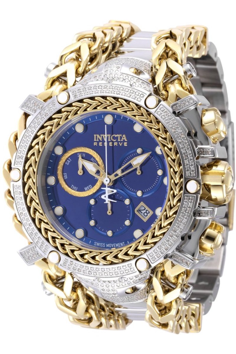 Invicta Gladiator 48418 Heren Horloge - Waterdicht - Analoog - Quartz Uurwerk - Roestvrij Staal met blauwe Wijzerplaat - 58mm - Met 416 diamanten