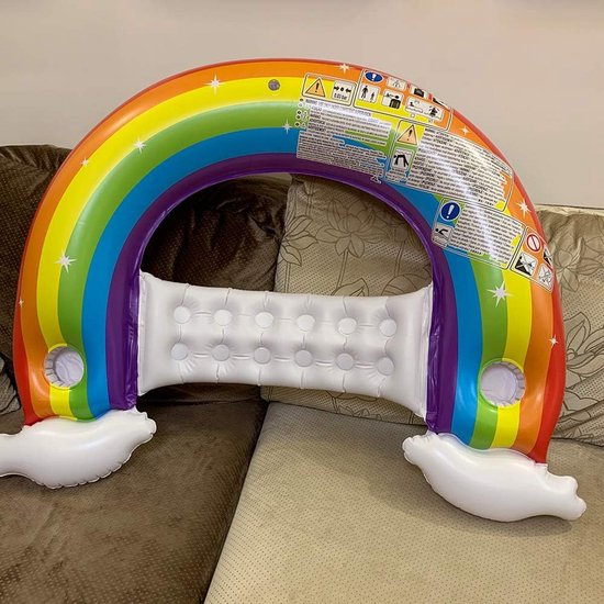 Opblaasbare Zwembad Float Regenboog met Bekerhouders voor Volwassenen en Kinderen — afbeelding 3