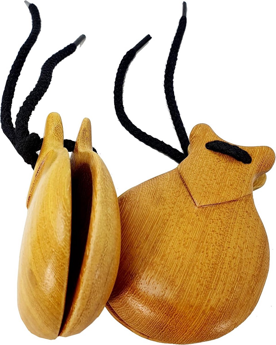 Houten Kastagnetten - Natuurlijk Kastanjehout - Percussie-instrument voor Dans en Muziek