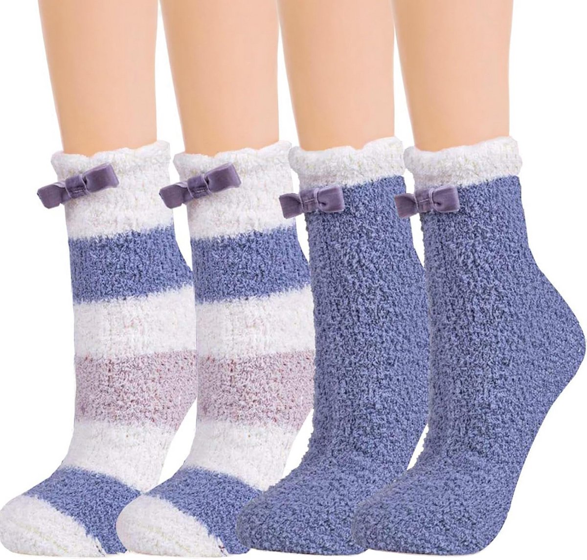 Warme Pluizige Dames Sokken - Dikke Thermische Vloersokken voor Herfst en Winter - Antislip en Ademend, EU Maat 36-42 (2 Paar)