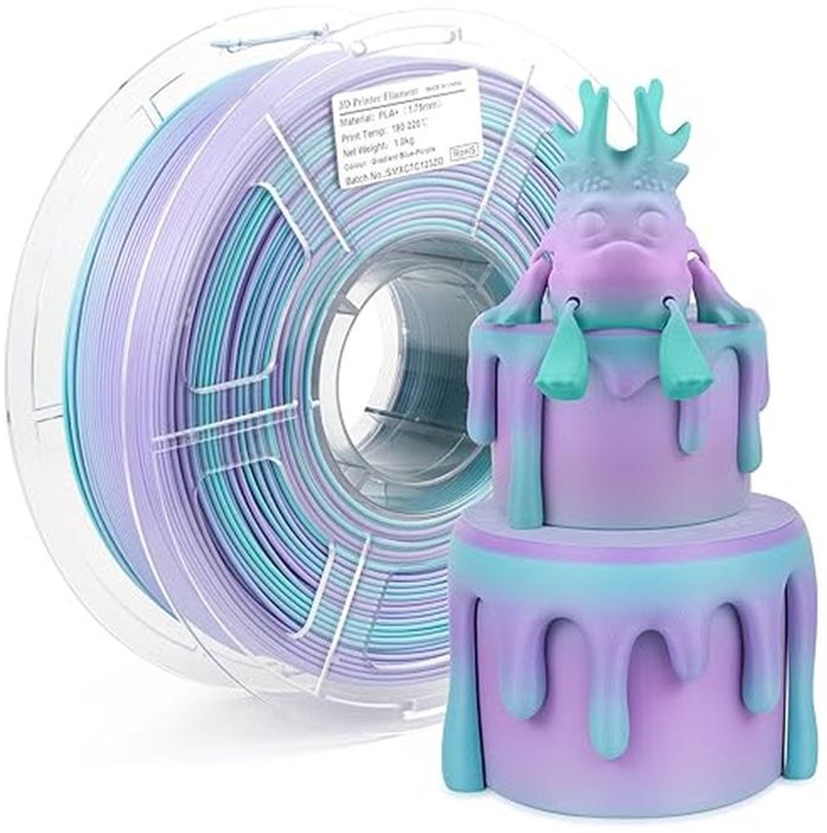 Matte PLA Filament 1.75mm - Regenboog Multicolor 3D Printer Filament met Macaron Gradient - 1kg Spoel