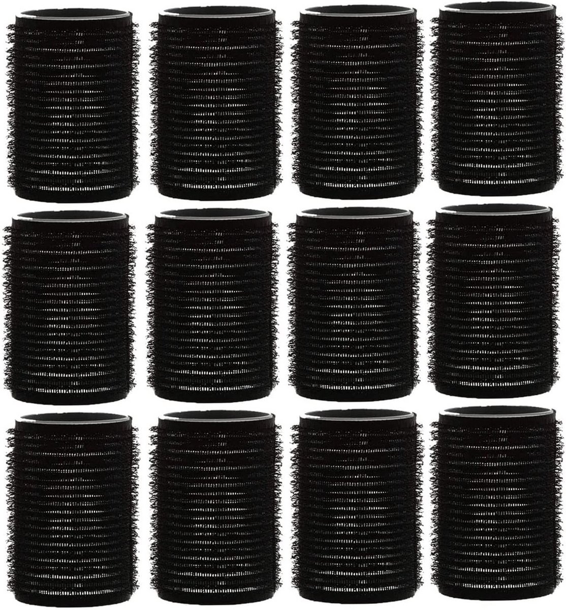 12 Stuks Zwarte Grote Haarrollers 30 mm voor Krullen en Golven