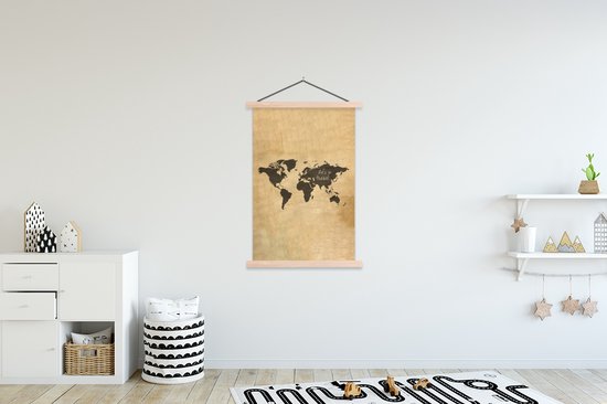 Décoration murale - Carte du Wereldkaart - Vintage - Parchemin - Affiche scolaire - 120x180 cm