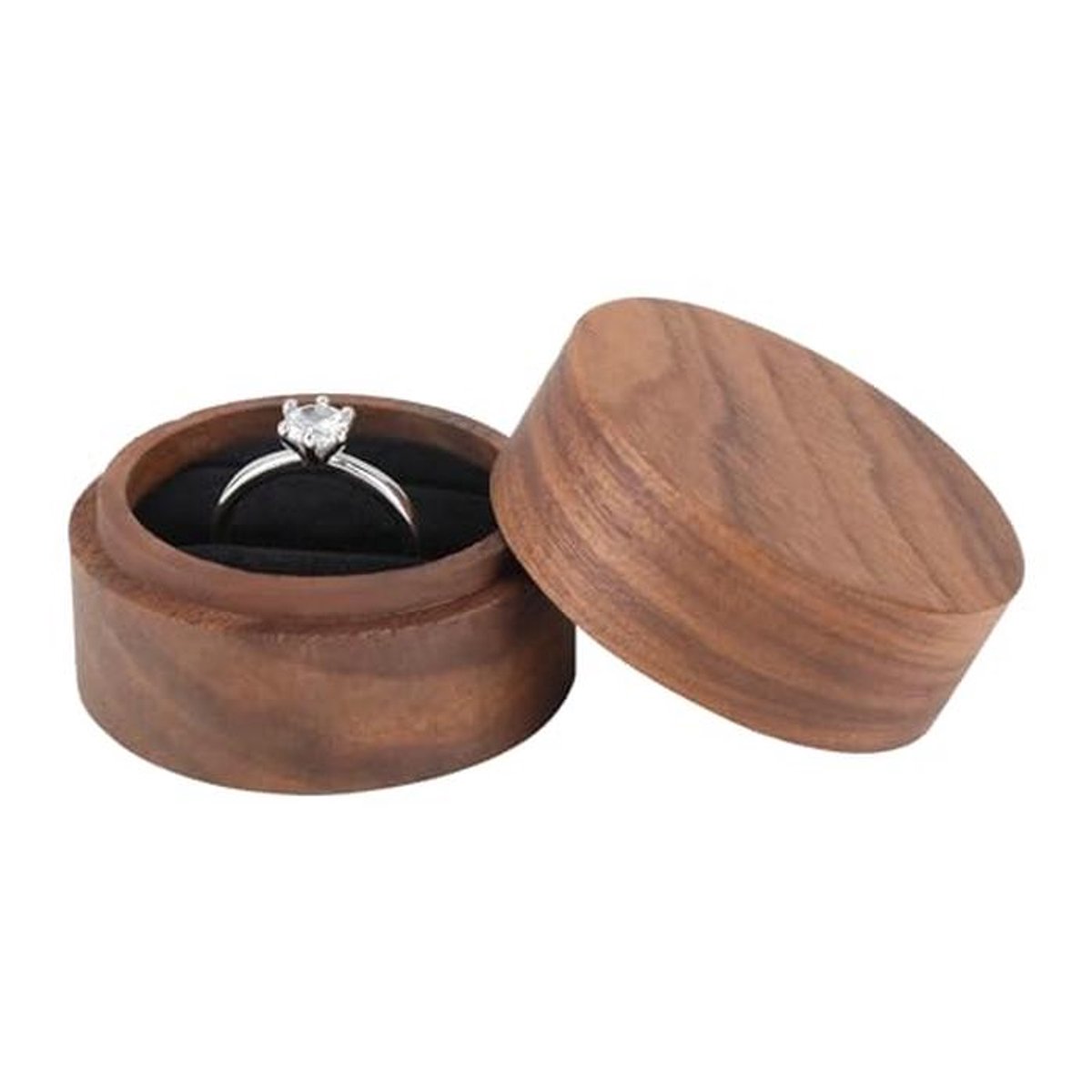 Elegante Houten Trouwringdoos voor 2 Ringen - Compact en Stijlvol voor Huwelijk en Verloving