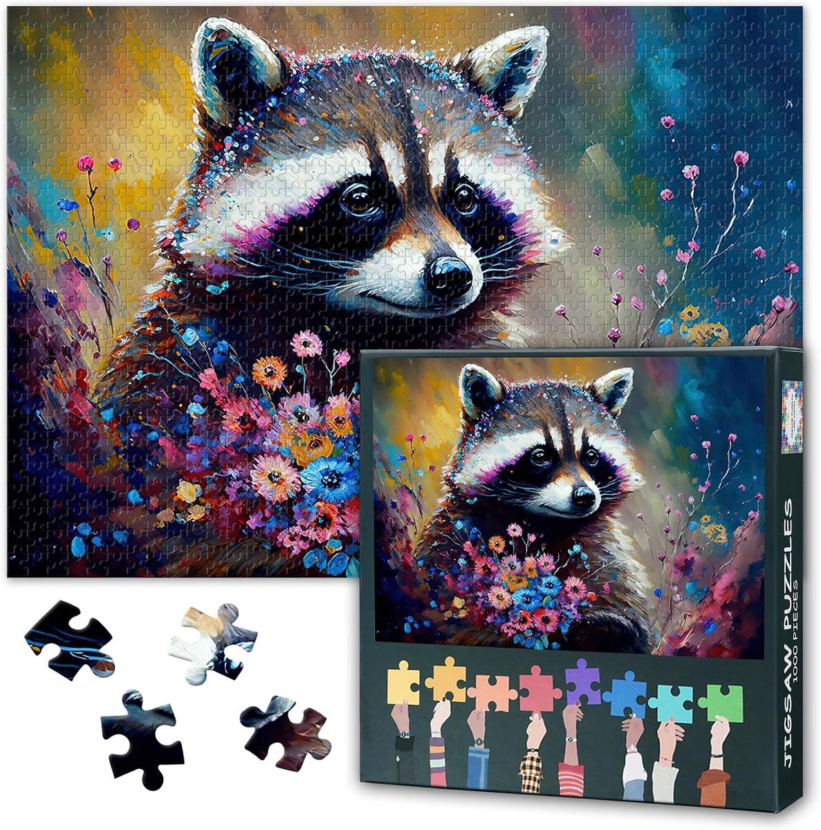 Puzzel van 1000 stukjes voor volwassenen - Dieren en Bloemen - Klassieke Familie Puzzel - Uitdagend en Stressverlichtend