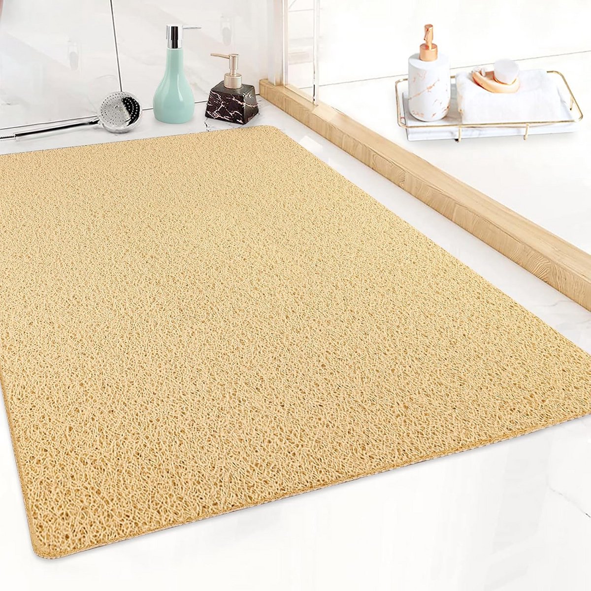 Antislip Douchemat met Afdruipgat - Zacht en Sneldrogend - Beige
