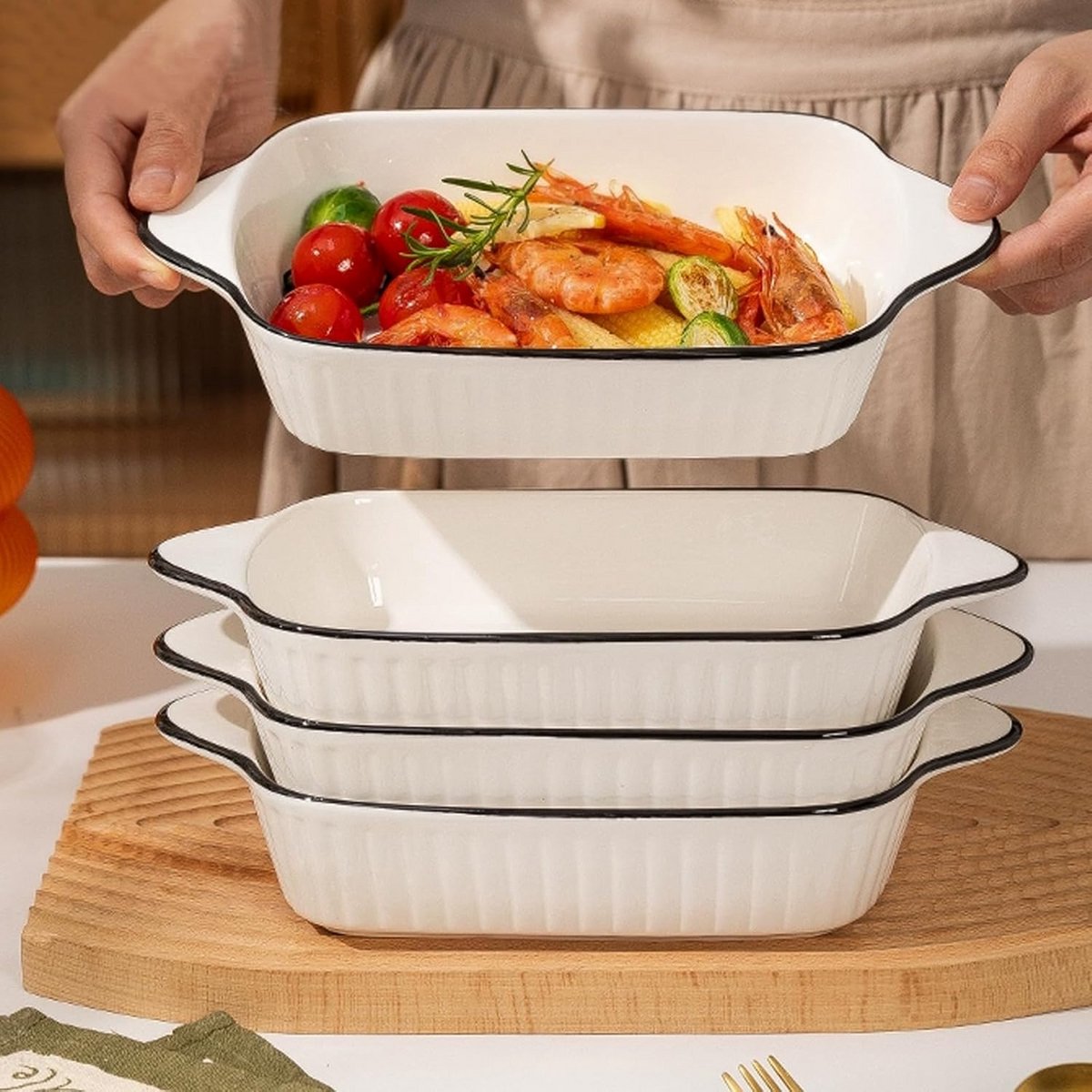 Set van 4 Kleine Keramische Ovenschalen voor Gratin en Desserts — cadeau in Kookcadeaus - foto 2