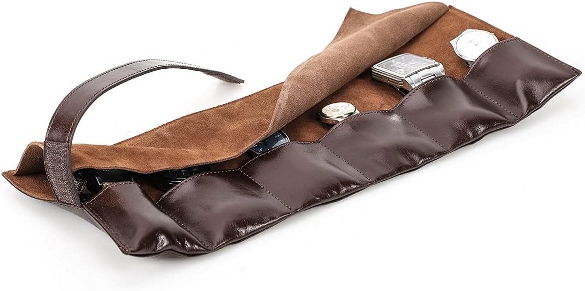 Reis Etui voor 6 Horloges van Echt Leer - Draagbare Opberger