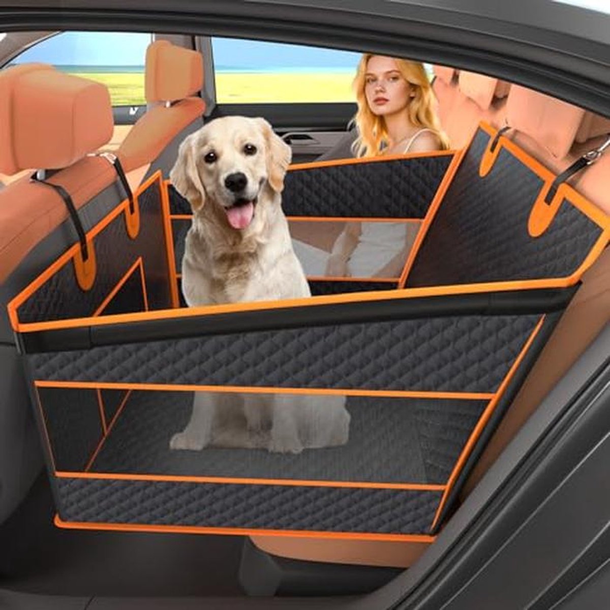 Hondenautostoel voor Grote Honden - Opvouwbaar, Waterdicht en Antislip - Achterbankverlenger met Sterke Bescherming