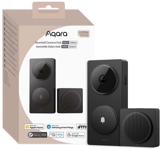 Aqara Doorbell Camera Hub G410 Select - Zwart - 2K Slimme Deurbel - Dual-Band Wi-Fi - Matter & Zigbee Hub - Gezichtsherkenning