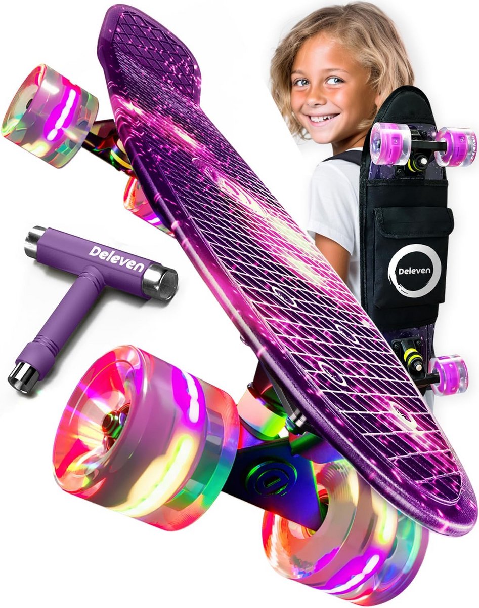 Complete Mini Cruiser Skateboard 56cm voor Kinderen Jongens Meisjes en Beginners