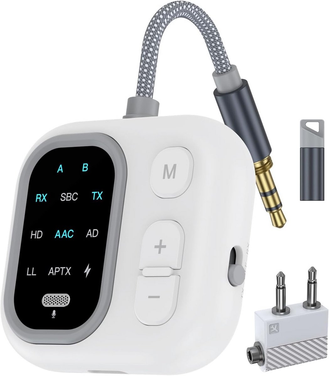 2-in-1 Bluetooth Zender Ontvanger voor Twee Koptelefoons - Draadloze Audio Adapter