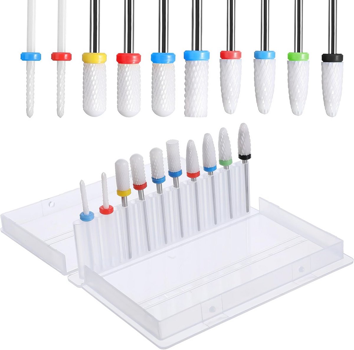 Set van 10 Keramische Nagelboorbits voor Acryl en Gel Nagels