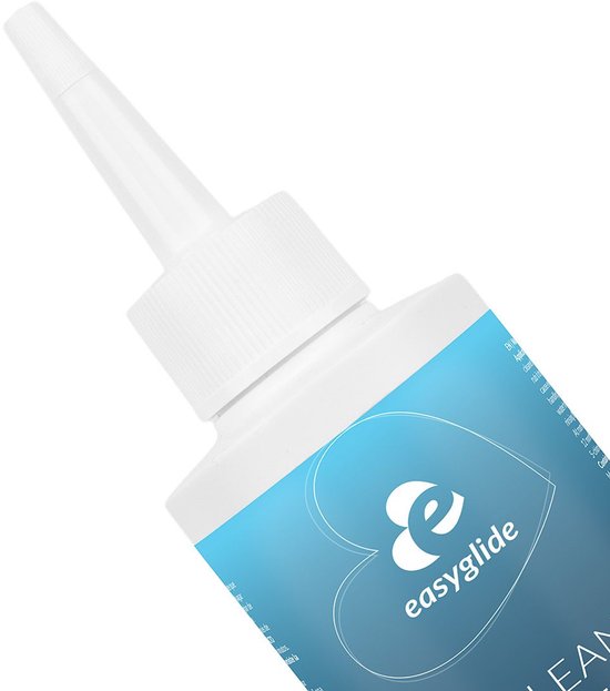 Close-up van de tuit van een witte fles EasyGlide Toy Cleaner.