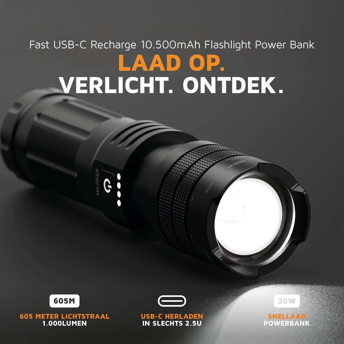 Xtorm Snellader Powerbank 10.500 mAh met Zaklamp en 1000 - afbeelding 3