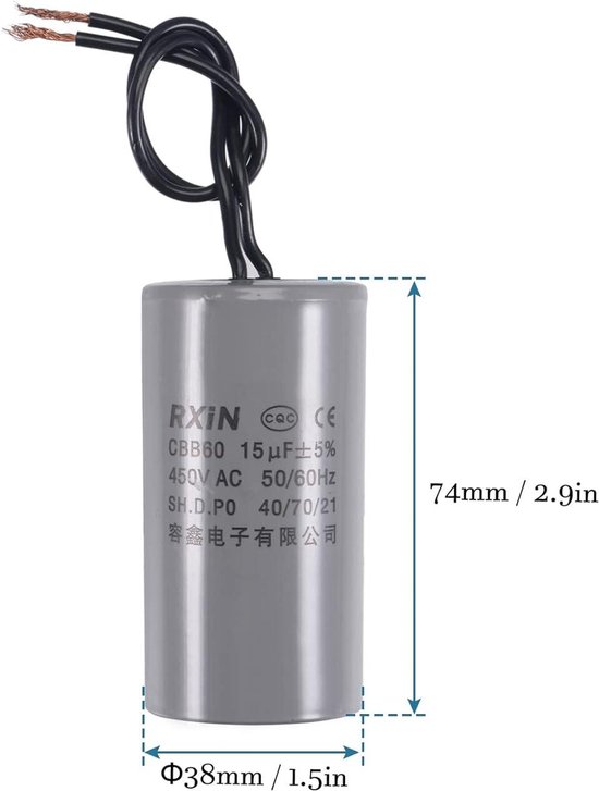 TTGoods Condensateur pour moteur électrique et machines à laver 15uF — free download