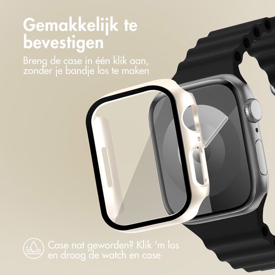 Screen protector - Geschikt voor Apple Watch 7 / 8 / 9 - 41 mm - Full Cover Hard Case / Beschermend Hoesje - Sterrenlicht