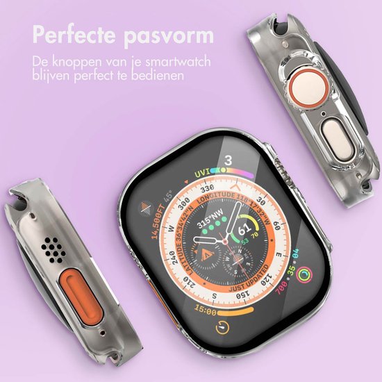Screen protector - Geschikt voor Apple Watch Ultra / Ultra 2 / Ultra 3 - 49 mm - Full Cover Hard Case / Beschermend Hoesje - Transparant