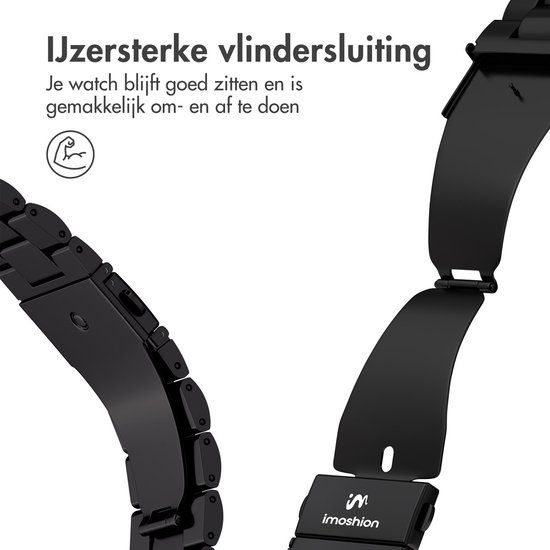 Stalen bandje - Geschikt voor Apple Watch 1, 2, 3, 4, 5, 6, 7, 8, 9, 10, 11 (42 mm), SE - 38/40/41 mm - Zwart