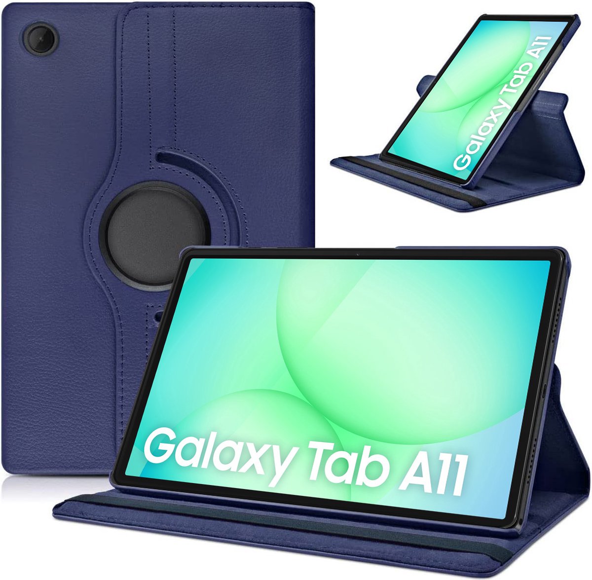 Arara Hoes Geschikt voor Samsung Galaxy Tab A11 - 360° draaibaar - tablethoes - Donkerblauw