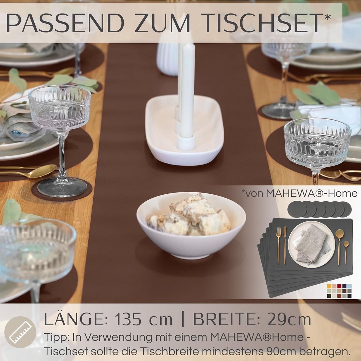 Waterdichte Tafelloper Imitatieleer Afwasbaar Tafelband in Lederlook