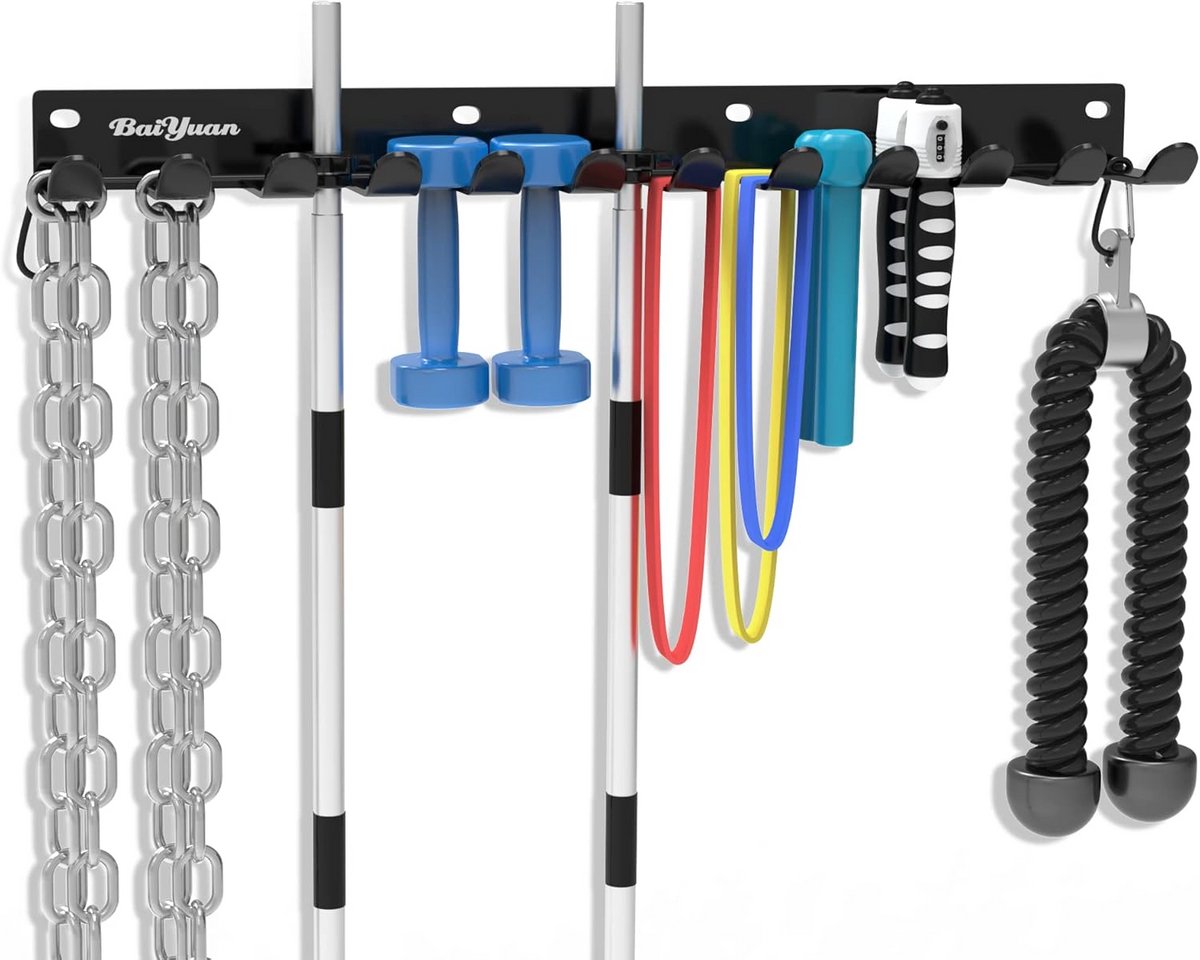 Multifunctioneel Wandrek voor Fitnessaccessoires | Opbergrek voor Halters, Weerstandsbanden en Springtouwen
