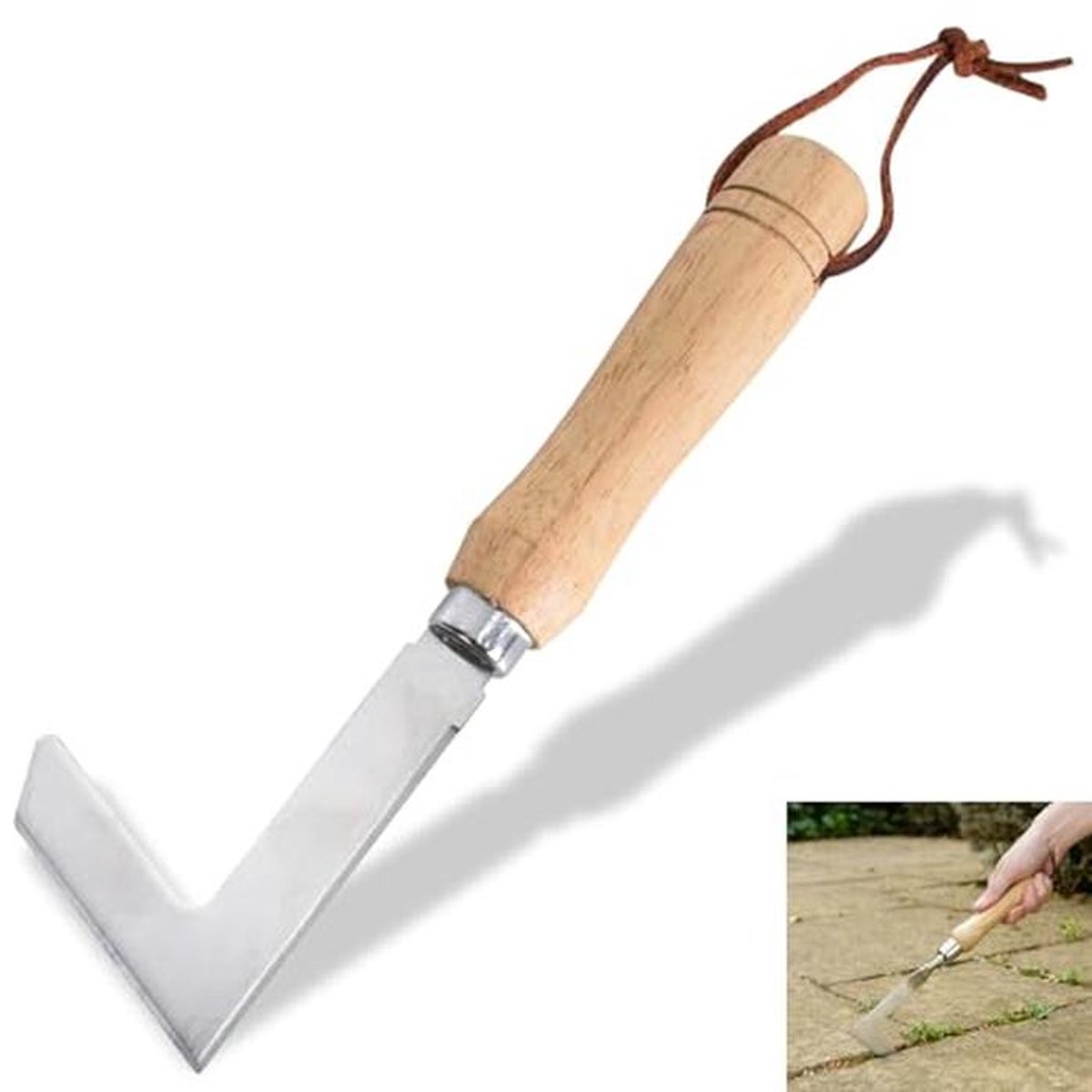Voegenkrabber voor Tuin, Onkruidmes van Roestvrij Staal met Houten Handvat, Tuingereedschap voor het Verwijderen van Mos en Onkruid