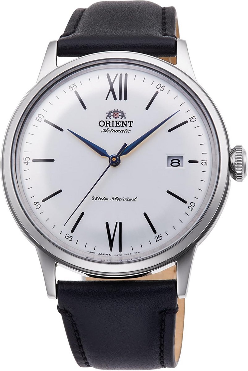 Automatisch herenhorloge met handopwinding, mechanisch, klassiek, leren band, zilver