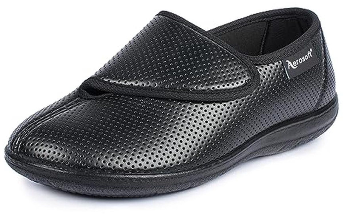 Aerosoft Women's Velcro low shoe, stretch, 15 width, G-H, removable footbed, non-slip