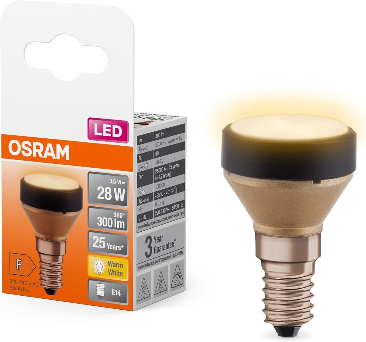 Ultra-compacte platte LED-lamp met E14 fitting, Warm Wit Licht