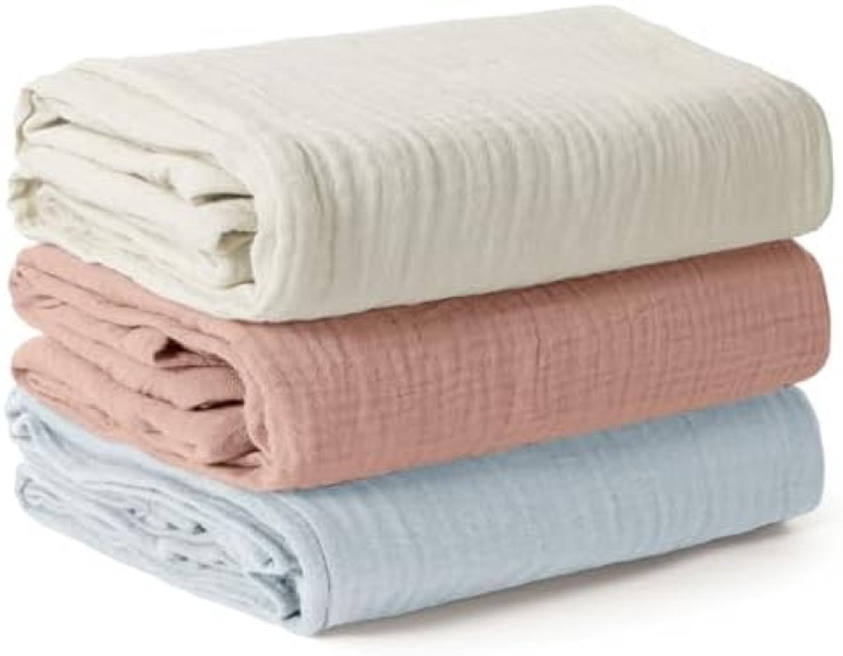 Zachte mousseline inbakerdoek voor baby's - 100x100 cm - Set van 3