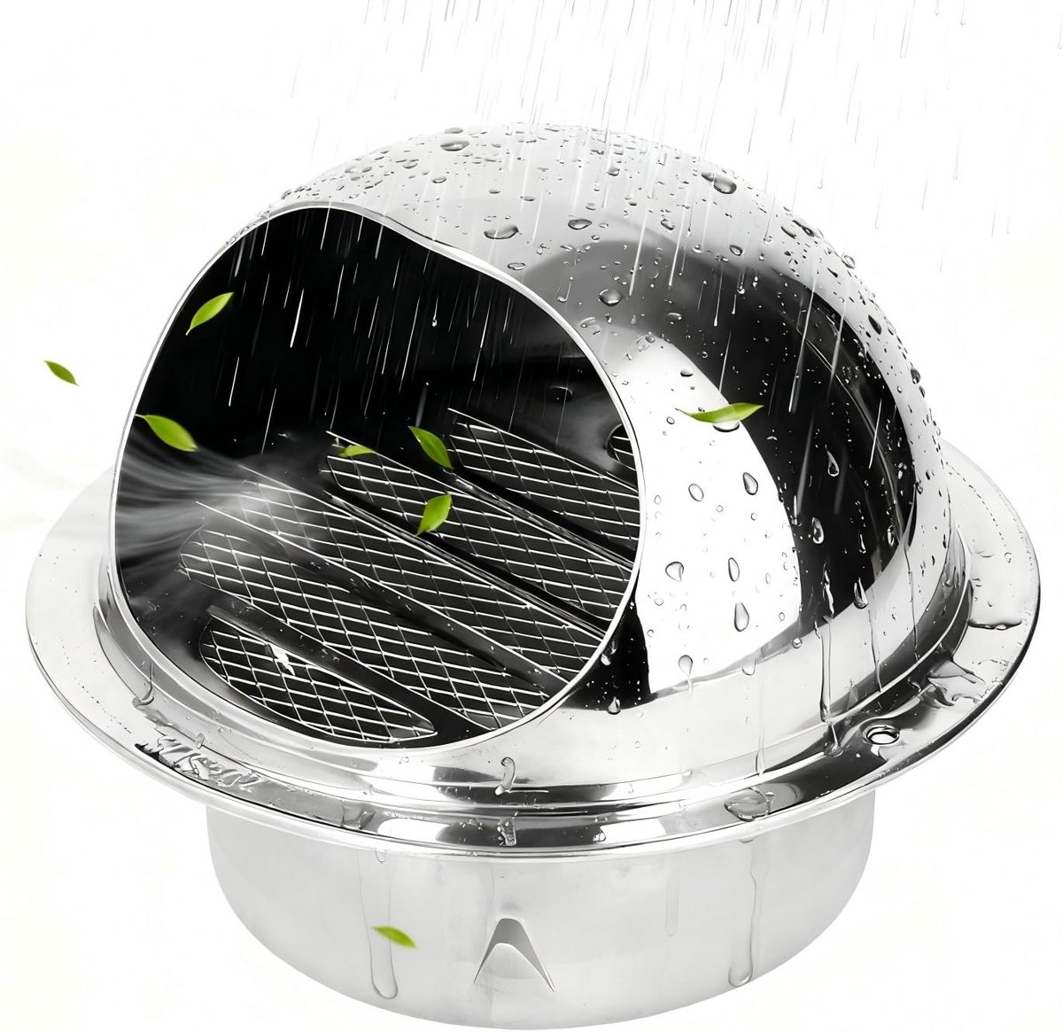 Rond ventilatierooster RVS met fijnmazig insectenhor voor wandmontage