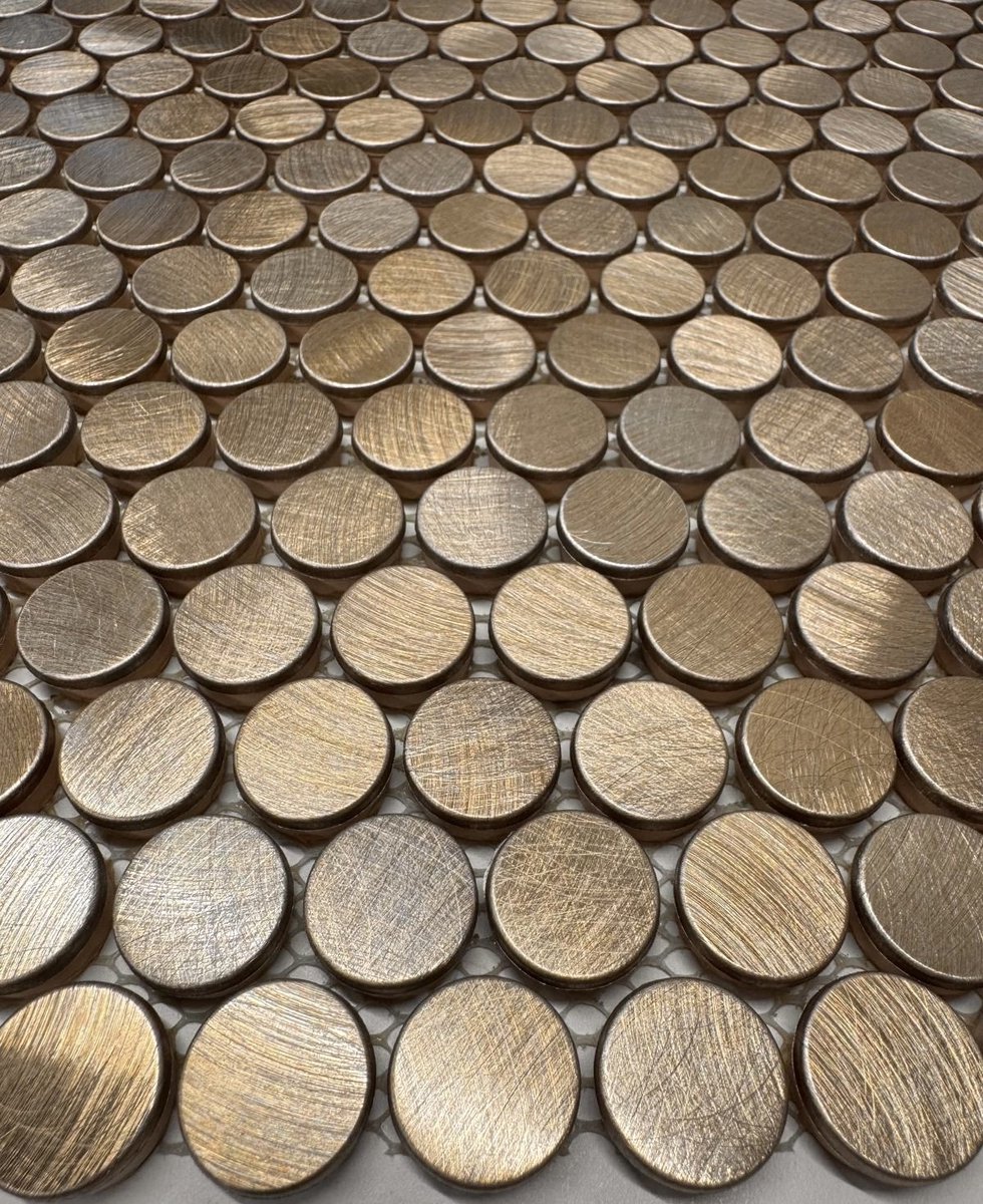 mozaiëk reflections penny round bronze 19mm op matje 300x300x8mm verkoop doos inhoud 11pc =1M2