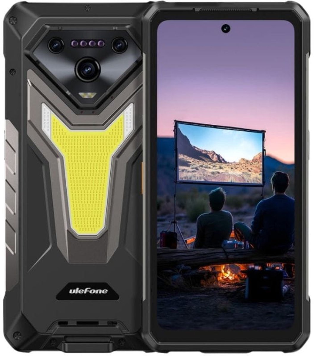 Ulefone Armor 34 Pro Robuuste Smartphone met Projector – IP68/IP69K & MIL-STD-810H – 6.95'' FHD+ 120Hz – 25500mAh & 66W Snelladen – 32GB RAM 512GB – 50MP + 64MP Nachtzicht – NFC – Dual SIM – Android 15 – Zwart