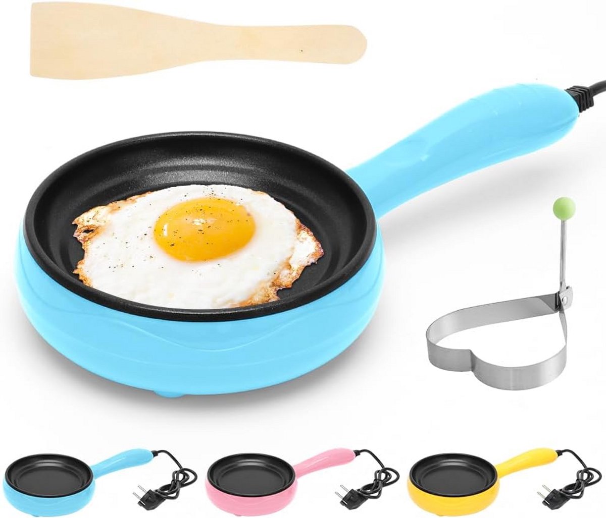 Elektrische Koekenpan - Multifunctioneel - Non-Stick & Houtspatel - Voor Pannenkoeken, Omelet & Vlees - Blauw