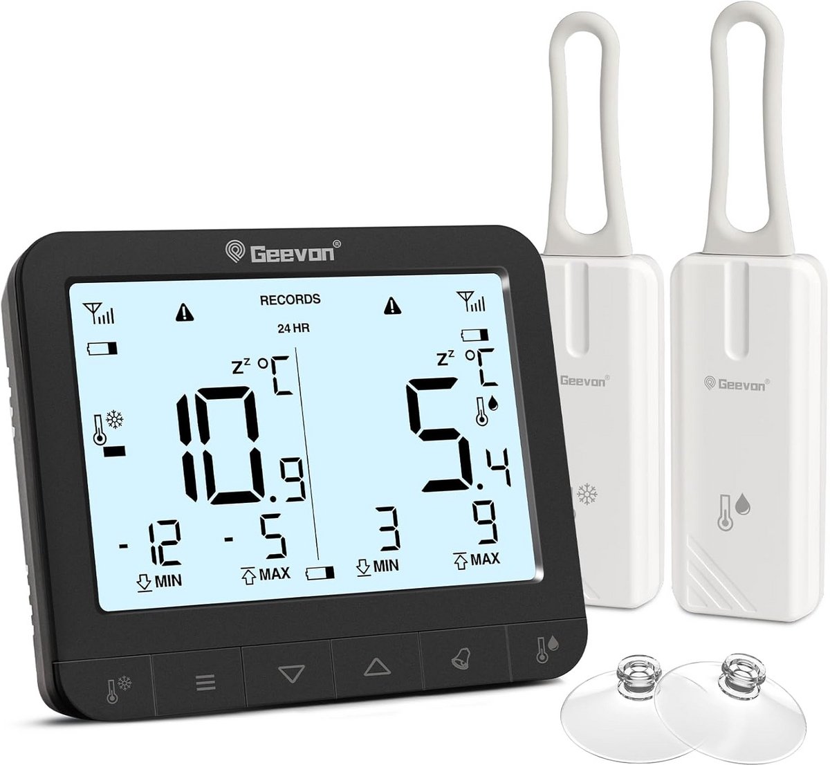 Draadloze Koelkast- en Vriezerthermometer met 2 Sensoren en Max/Min Alarm