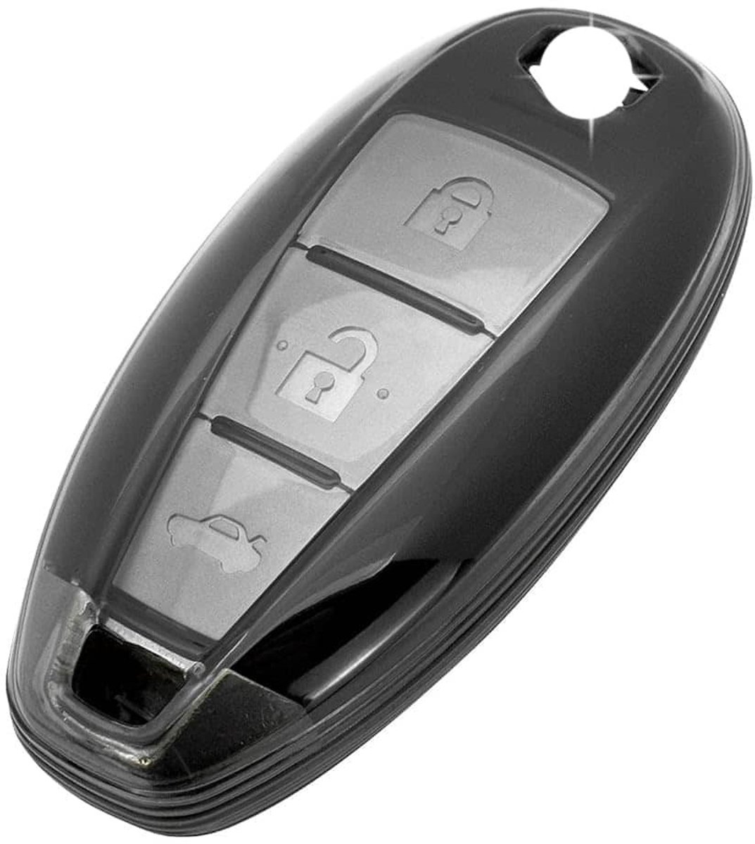 Autosleutel Hoesje geschikt voor Suzuki - Sleutelcover - TPU Cover Sleutelhoes - transparant,zwart
