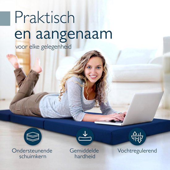 Opvouwbaar Logeerbed en Reismatras 120x195 cm Donkerblauw van Merkloos — afbeelding 5