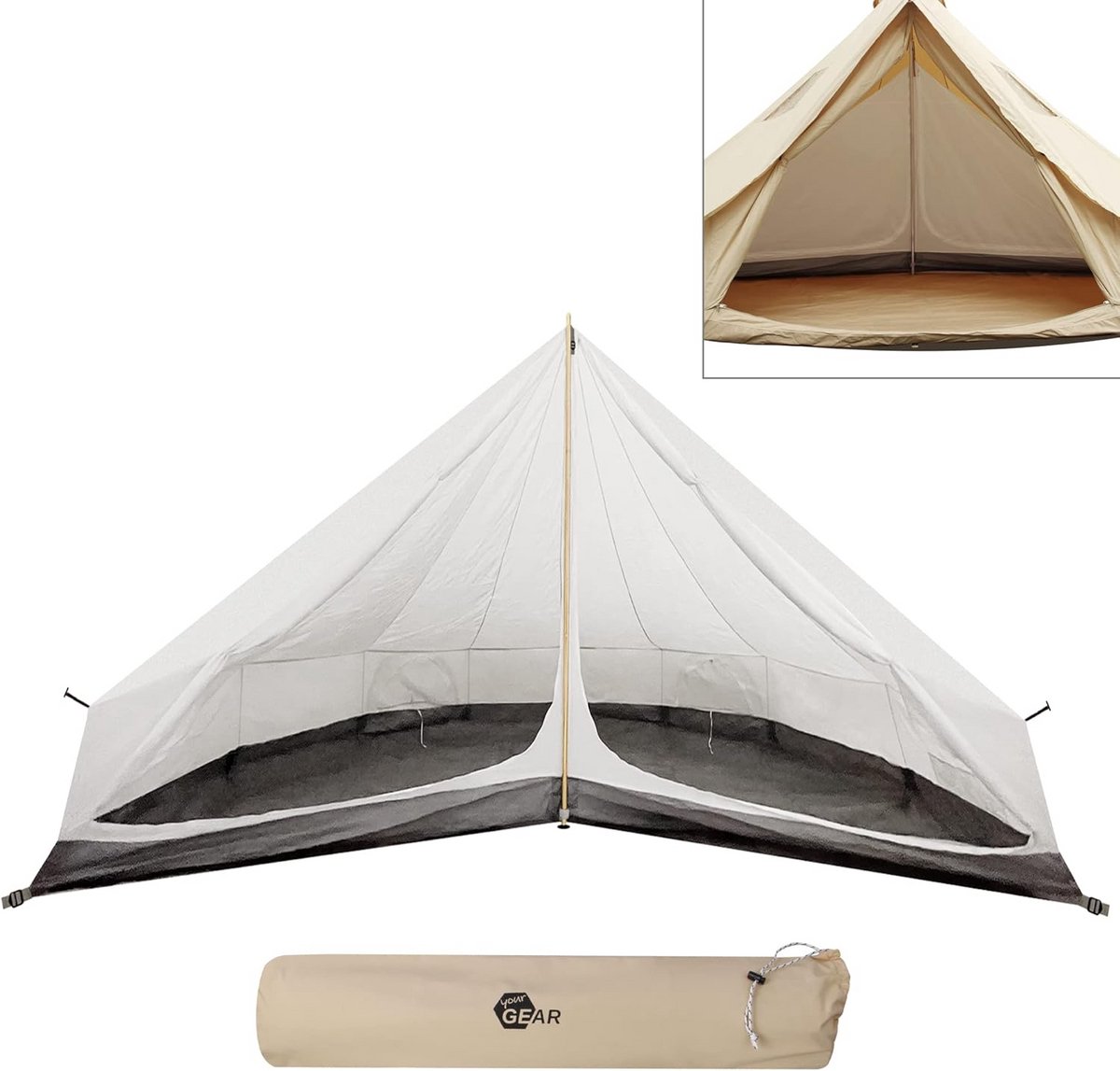 Binnentent 6 Personen voor Grote Tent - Extra Slaapcabine met Insectenbescherming
