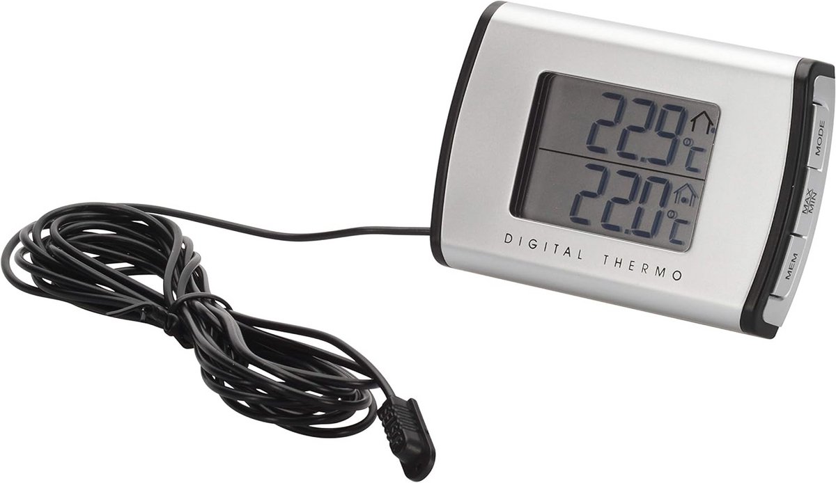 Digitale Binnen- en Buitenthermometer met Snoer | Temperatuurmeter Voor Binnen en Buiten