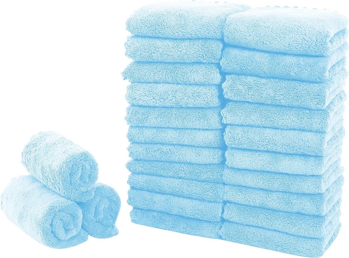 Set van 24 Pluisvrije Keukendoeken - Super Absorberende Vaatdoeken in Aquamarijn