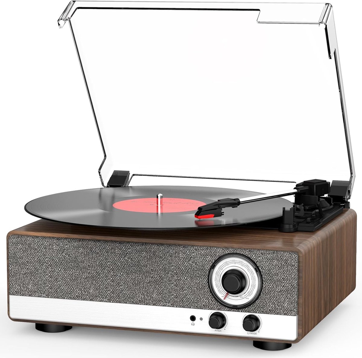 Platenspeler Bluetooth - CD Speler met Speakers - Vintage - Wulnoot Bruin