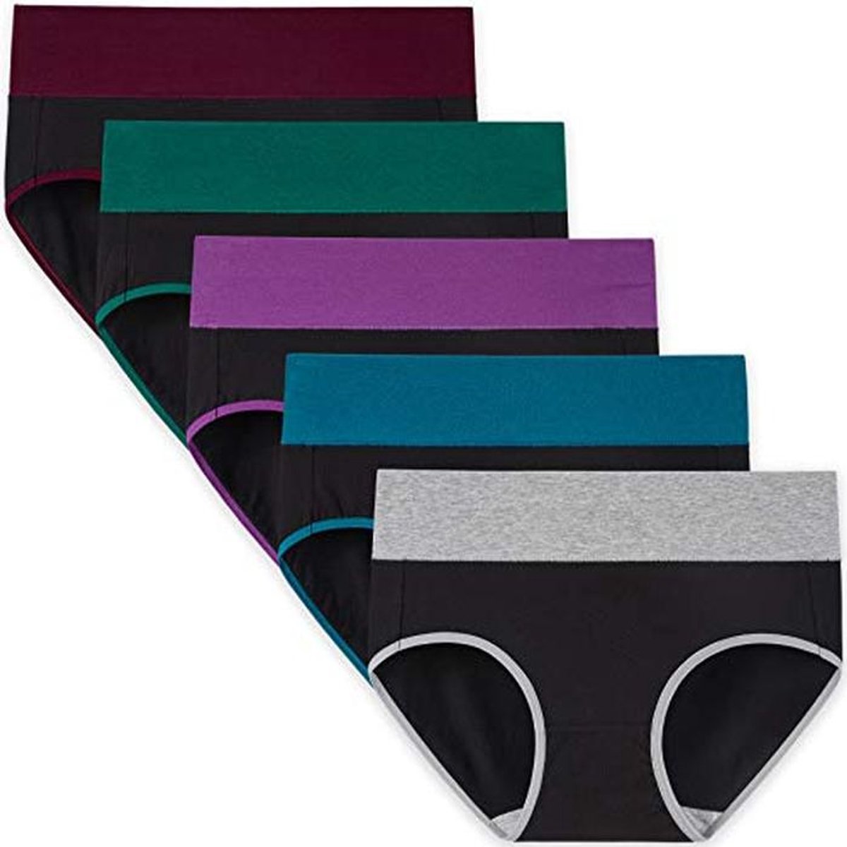 Dames Hoge Taille Katoenen Stretch Slips - Set van 5