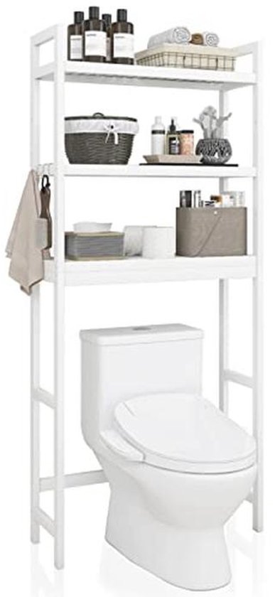 LIN HE SHOP Houten Staande Toilet Plank Rack, Over De Toilet Plank Ruimtebesparing Badkamer Opslag Ruimte Duurzaam Over Het Toilet Opbergrek Compact Wc Planken Organizer Kabinet