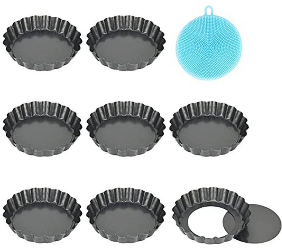 Taartblikken Set van 8 - Non-Stick Mini Taartvormen 10 cm voor Quiche en Taart