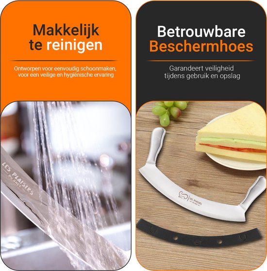 Les Plaisirs Ultra Scherpe XL Pizzasnijder Uit Roestvrij Staal Dubbel Handvat Wiegemes Mezzalune 35 5 Cm 1111766467
