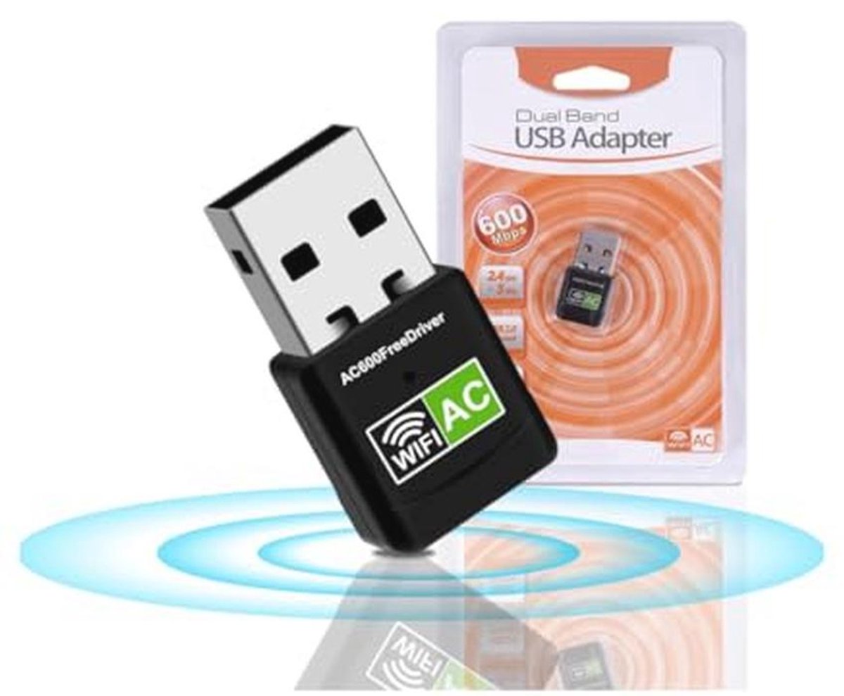 600 Mbps USB WiFi Adapter - Draadloze Netwerkadapter voor PC en Laptop, Dual Band 2.4/5 GHz
