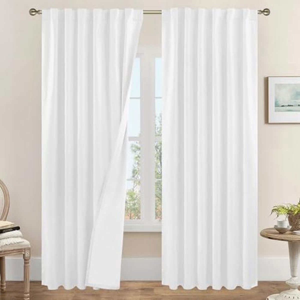 Verduisterende linnen gordijnen voor woonkamer - 100% verduistering, 84 inch, met jute pan