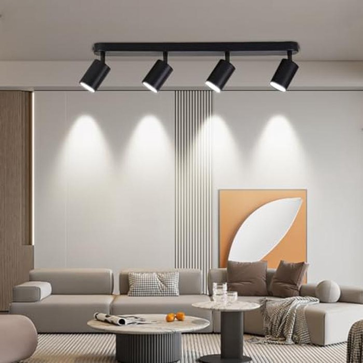 Regelbare Plafondspot met 4 GU10 Lampen - Moderne Zwarte Verlichting voor Slaapkamer, Keuken en Woonkamer
